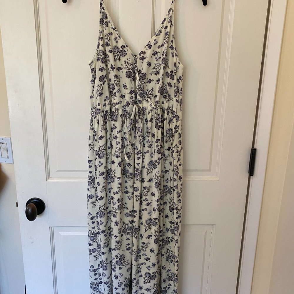 Christy Dawn Lincoln Dress Sample In Ivory, Blue, and Black Floral Sz XS